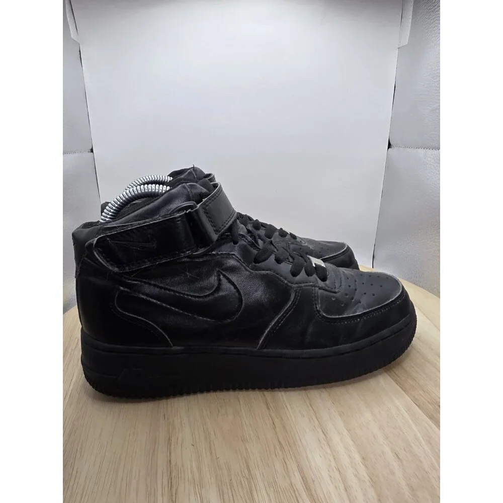 NIKE Air Force 1 -Mid Triple Black Sneakers‎ Shoes - 315123-001 women’s Sz 6.5 - Picture 3 of 8